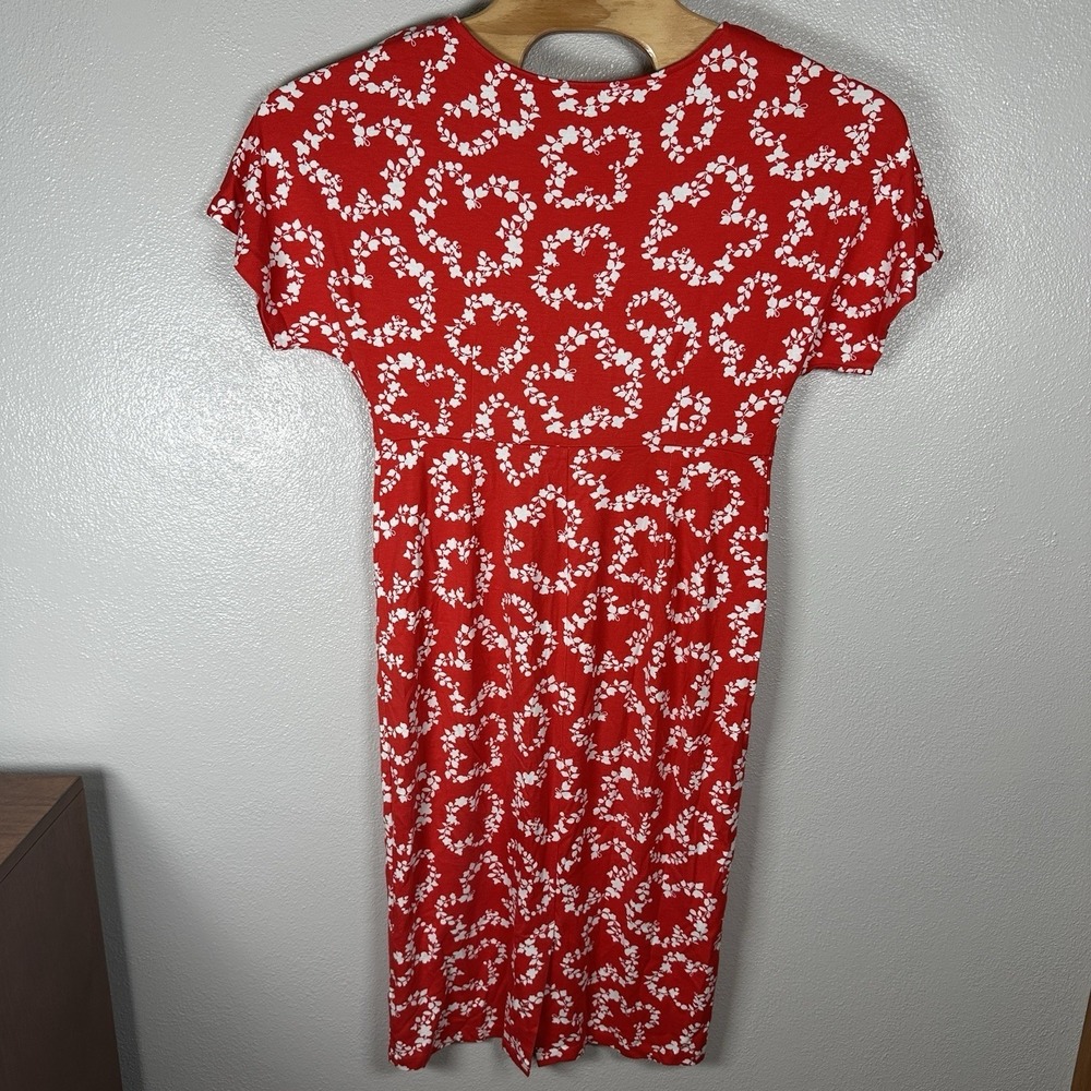 Boden Vanessa Jersey Midi Dress Womens 10Petite Red Floral Pockets J0125 Resort - Picture 4 of 7